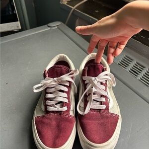 Vans Burgundy and Beige/Gray Sneakers